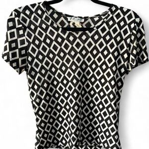 Y2K Black and White Geometric Women's Top